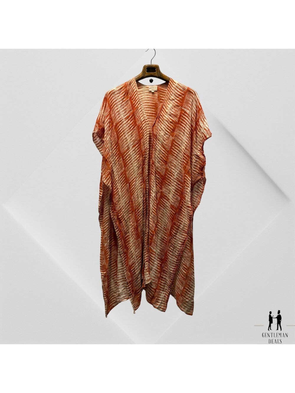 Maelu Top Womens OS Tie Dye Geometric Long Poncho Oversized  Lagenlook Beach